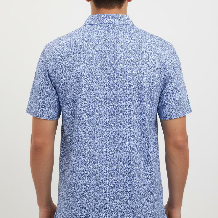 Donald Ross Mens Wavy Short Sleeve Polo (w/logo) - White/Cobalt