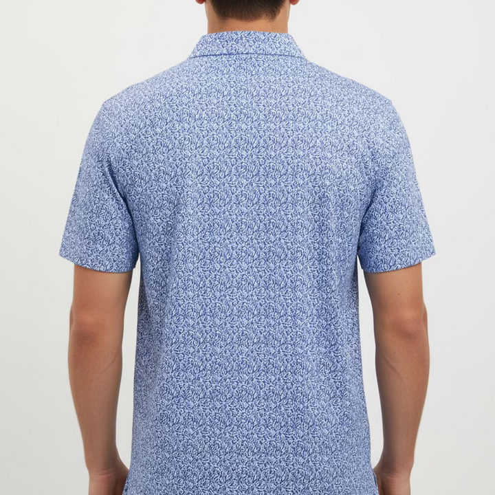 Donald Ross Mens Wavy Short Sleeve Polo (w/logo) - White/Cobalt