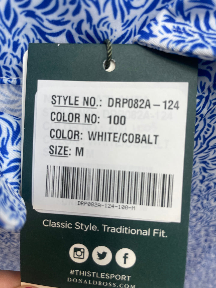 Donald Ross Mens Wavy Short Sleeve Polo (w/logo) - White/Cobalt