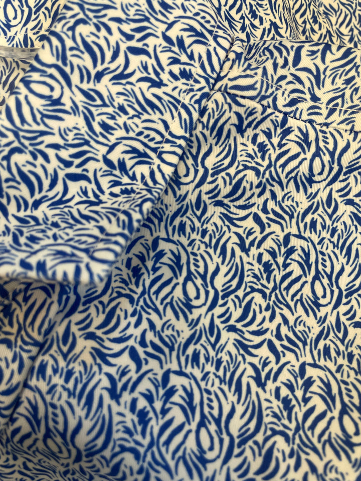 Donald Ross Mens Wavy Short Sleeve Polo (w/logo) - White/Cobalt