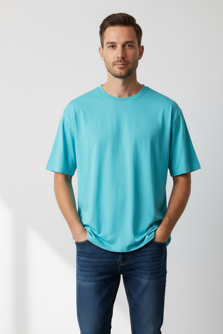 IBKUL Mens Classic Short Sleeve Crewneck Tee  - Malibu Blue