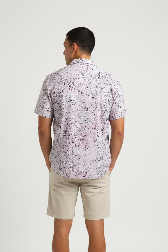 Adidas Mens Jacquard Splatter Short Sleeve Polo (w/logo) - Medium