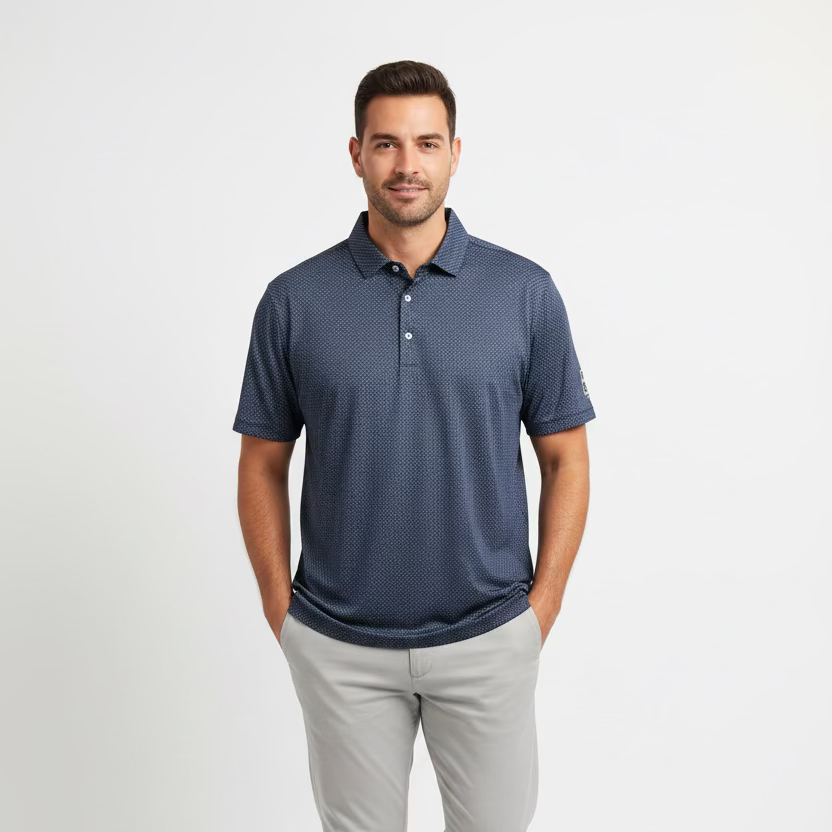 Donald Ross Mens Edison Short Sleeve Polo (w/logo) - Black/Provence/White