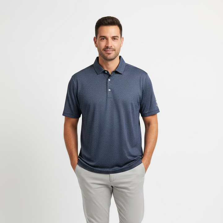 Donald Ross Mens Edison Short Sleeve Polo (w/logo) - Black/Provence/White