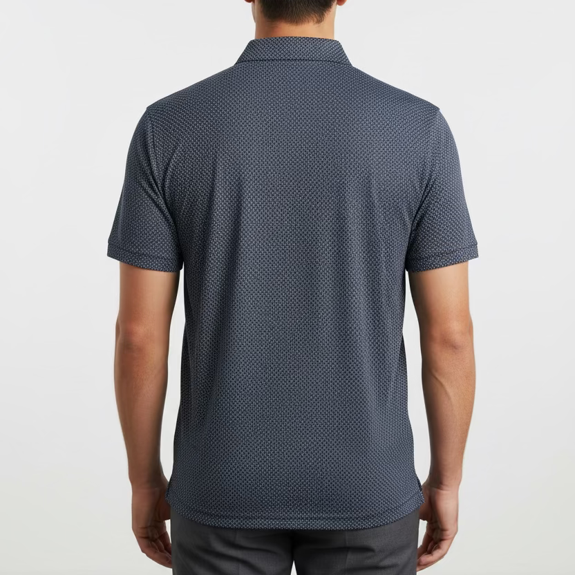 Donald Ross Mens Edison Short Sleeve Polo (w/logo) - Black/Provence/White