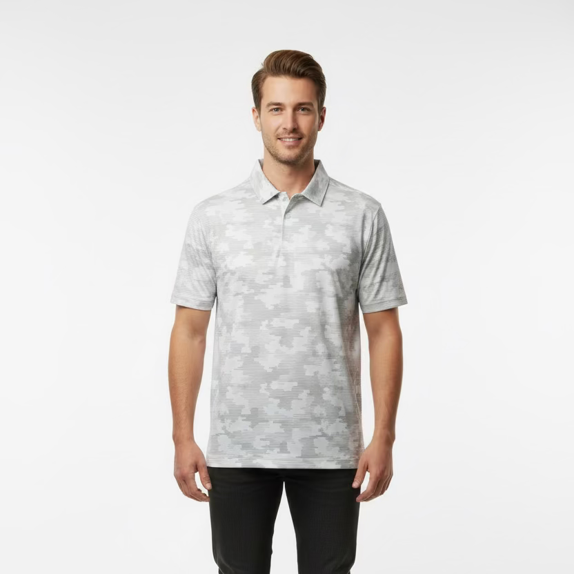 Puma Mens Volition Camo Cover Short Sleeve Polo (w/logo) - White Glow/Blanc Glow
