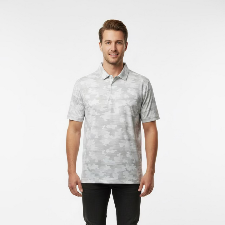 Puma Mens Volition Camo Cover Short Sleeve Polo (w/logo) - White Glow/Blanc Glow