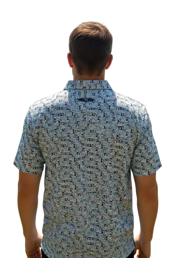 Straight Down Mens Rocky Point Short Sleeve Polo - Lagoon/Blue Island