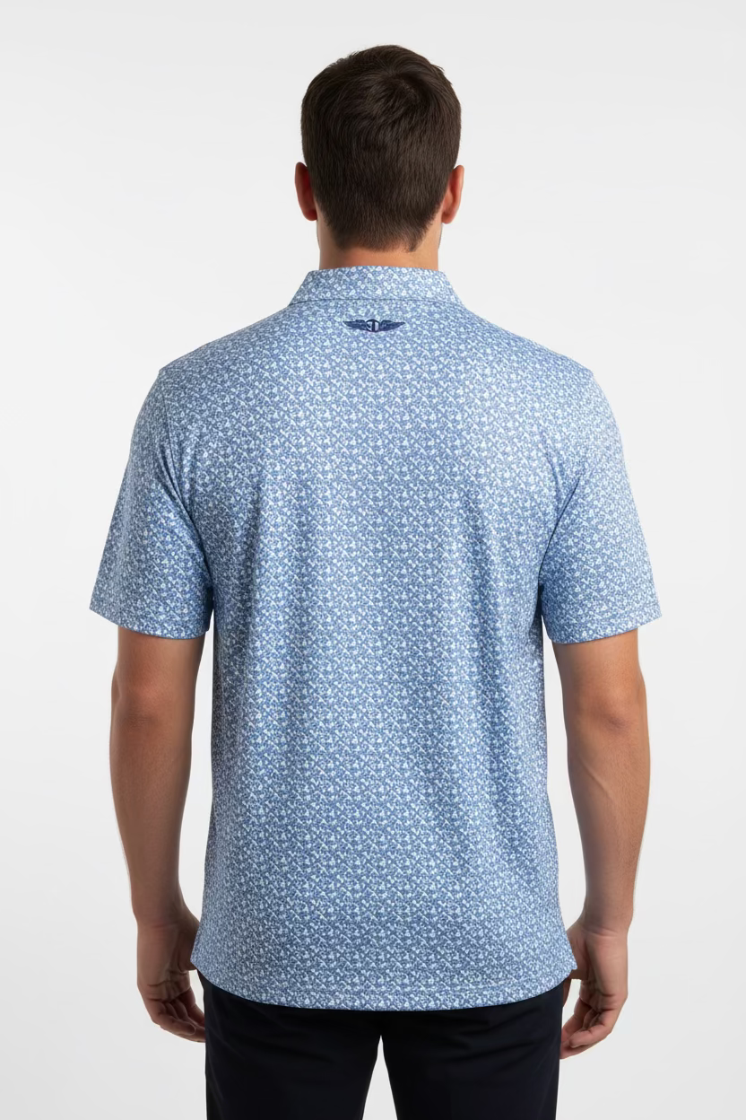 Straight Down Mens Barberry Short Sleeve Polo - Powder/Sky Blue