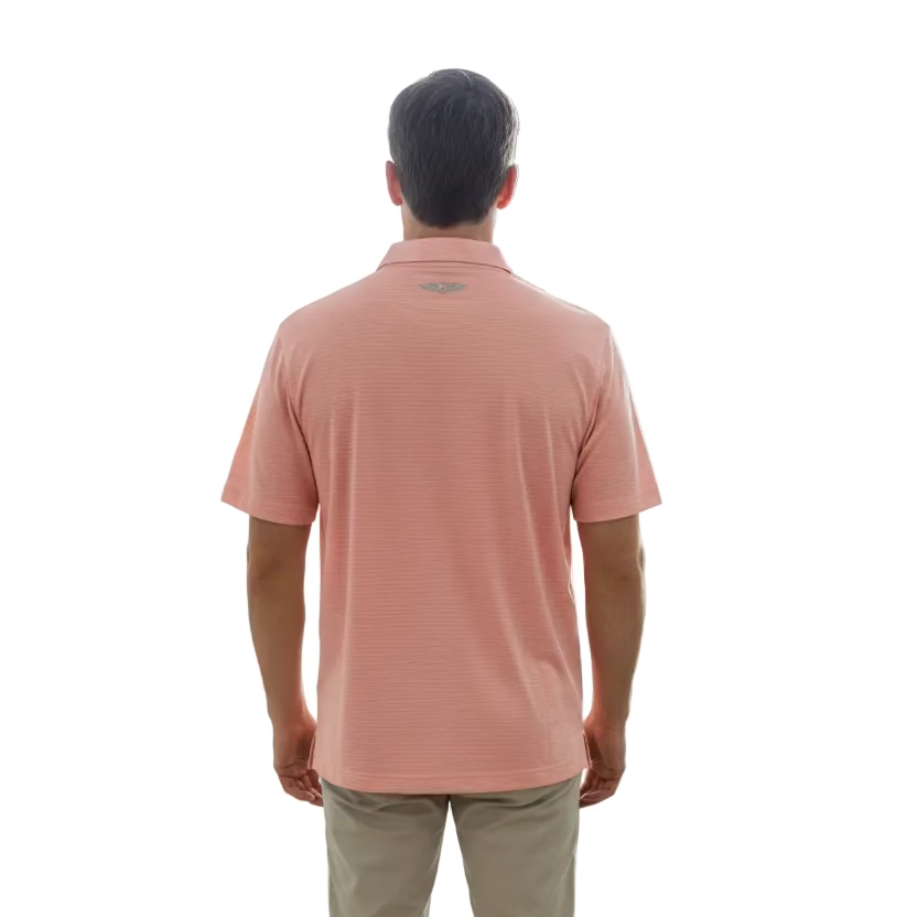 Straight Down Mens Aberdeen Short Sleeve Polo - Peach/White