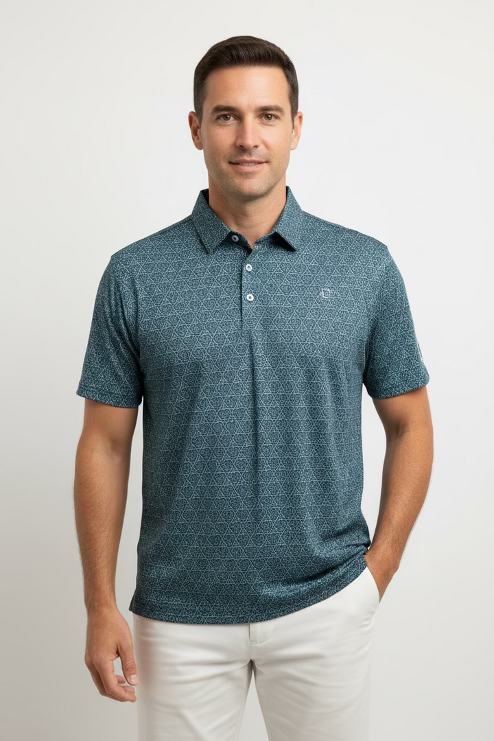 Straight Down Mens Portrush Short Sleeve Polo - Navy/Lagoon