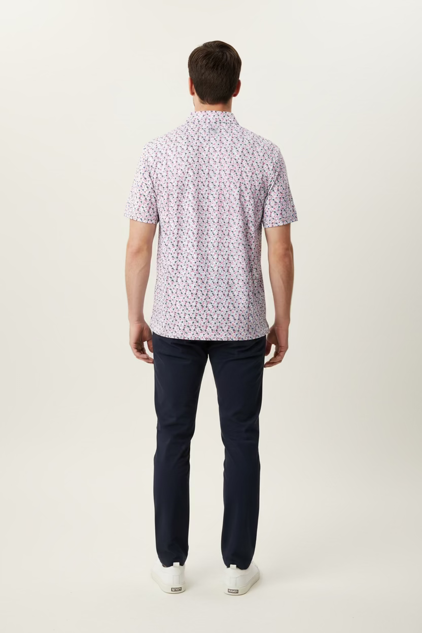 Straight Down Mens Sparrow Short Sleeve Polo - Guava/Snow