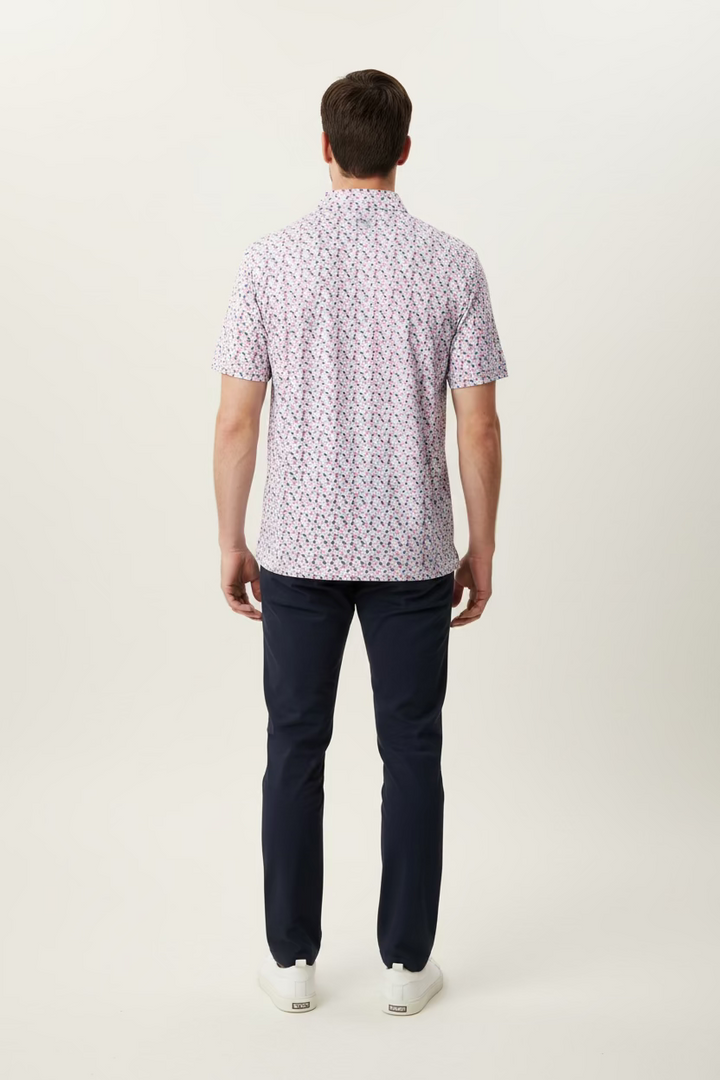 Straight Down Mens Sparrow Short Sleeve Polo - Guava/Snow