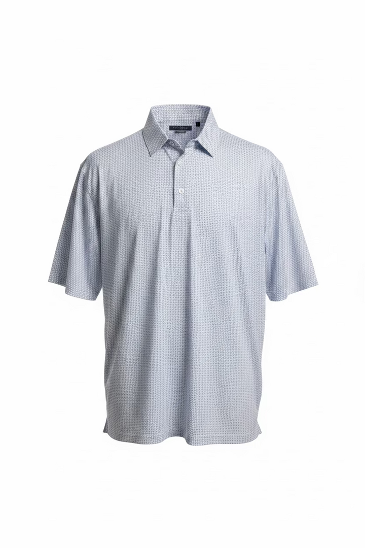 Straight Down Mens Intersect Short Sleeve Polo (w/logo) - Blizzard/Cool Blue