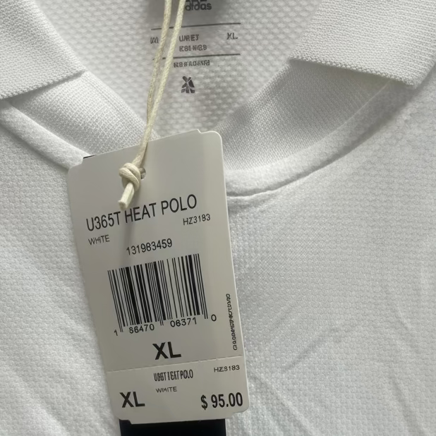 Adidas Mens Heat Collarless Short Sleeve Polo (w/logo) - White