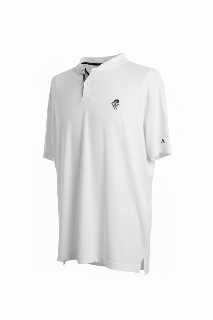 Adidas Mens Heat Collarless Short Sleeve Polo (w/logo) - White