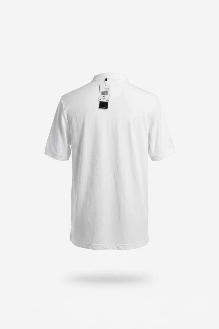 Adidas Mens Heat Collarless Short Sleeve Polo (w/logo) - White