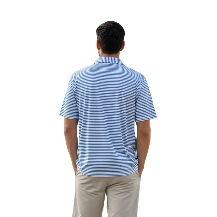 B Draddy Mens Captain Jack Short Sleeve Polo (w/logo)  - White/Blue