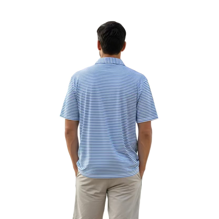 B Draddy Mens Captain Jack Short Sleeve Polo (w/logo)  - White/Blue