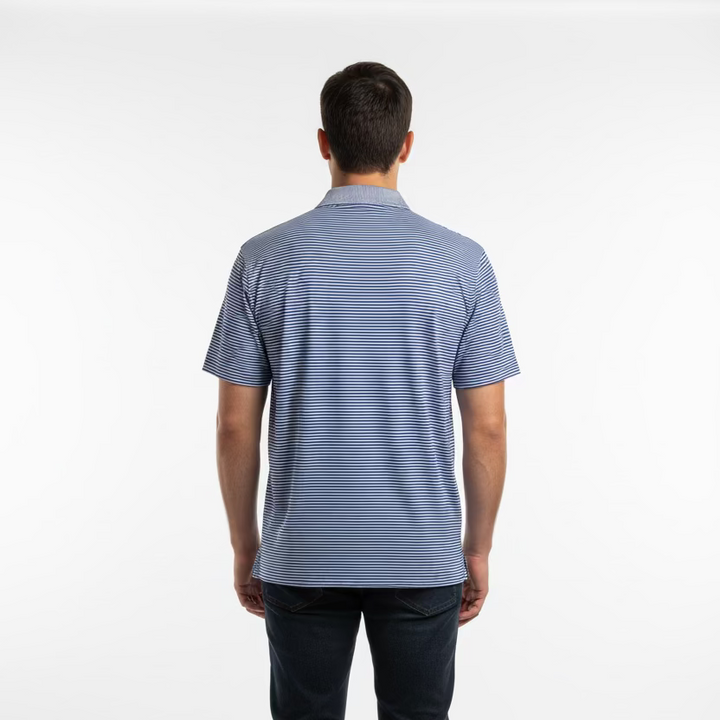 B Draddy Mens Jimmy Short Sleeve Polo (w/logo) - Deep Navy/White
