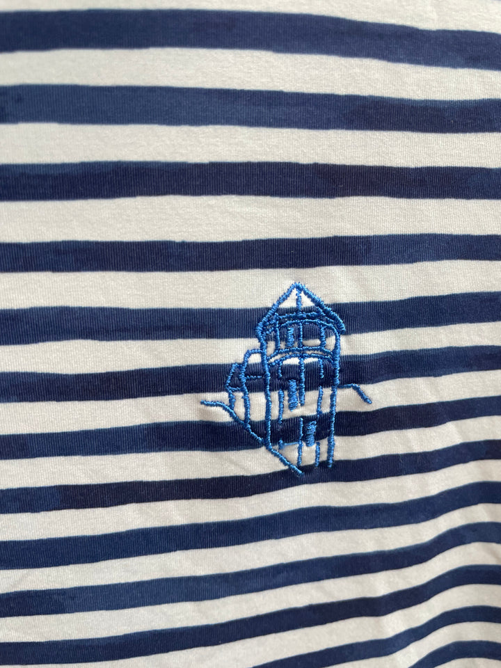 B Draddy Mens Captain Creative Short Sleeve Polo (w/logo) - Slate Blue/White