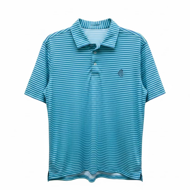 B Draddy Mens Captain Jack Short Sleeve Polo (w/logo)  - Seafoam/Capri Blue