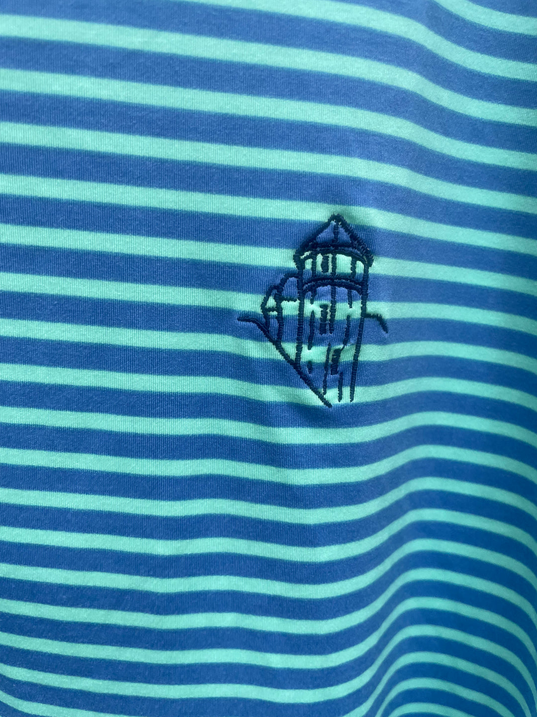 B Draddy Mens Captain Jack Short Sleeve Polo (w/logo)  - Seafoam/Capri Blue