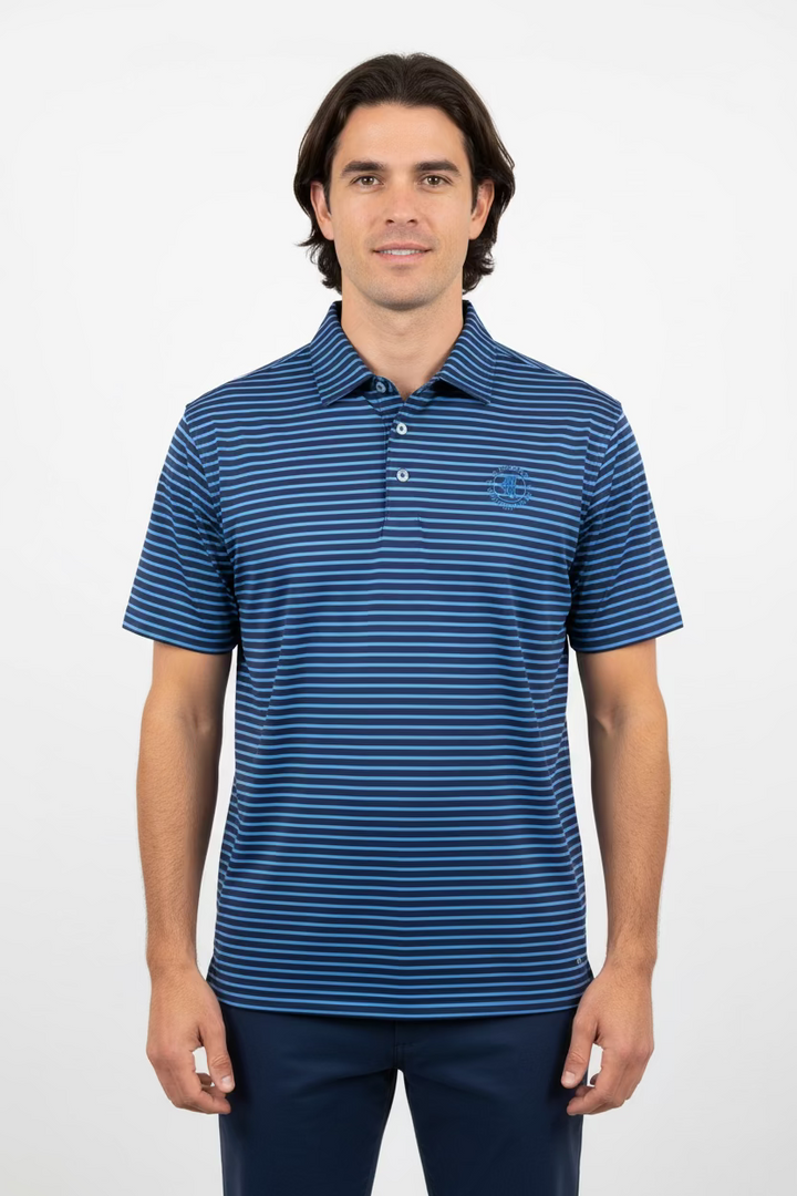 B Draddy Mens T-Bone Short Sleeve Polo (w/logo)  - Navy/Slate Blue