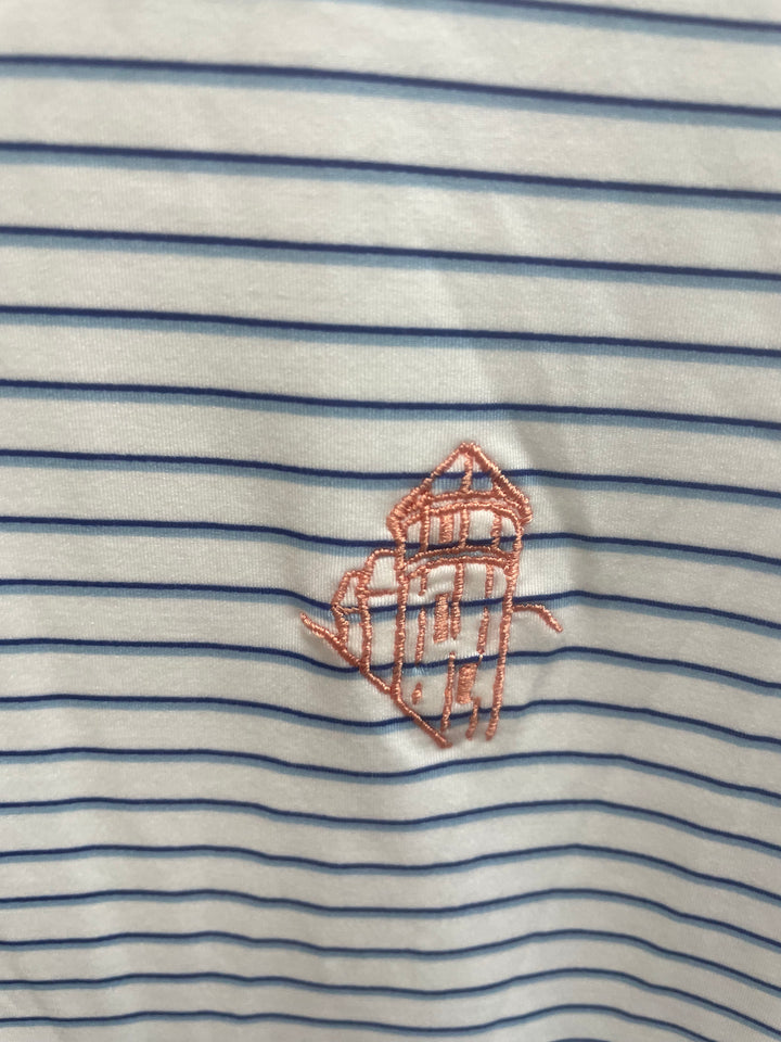 B Draddy Mens Matt Short Sleeve Polo (w/logo) - White/Blue