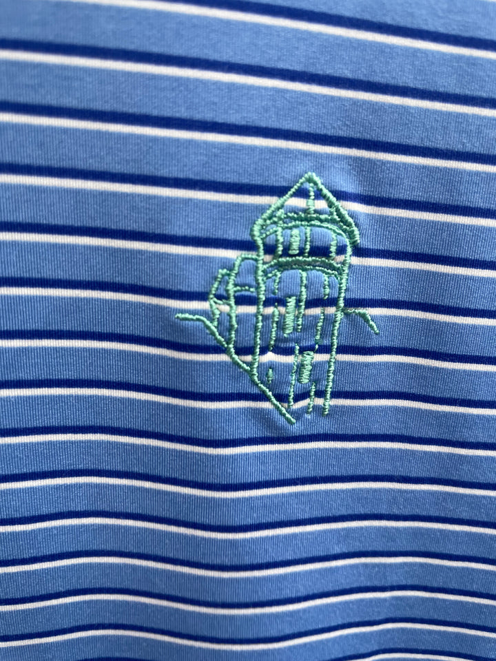 B Draddy Mens Mac Short Sleeve Polo (w/logo) - Pacific Blue/Navy