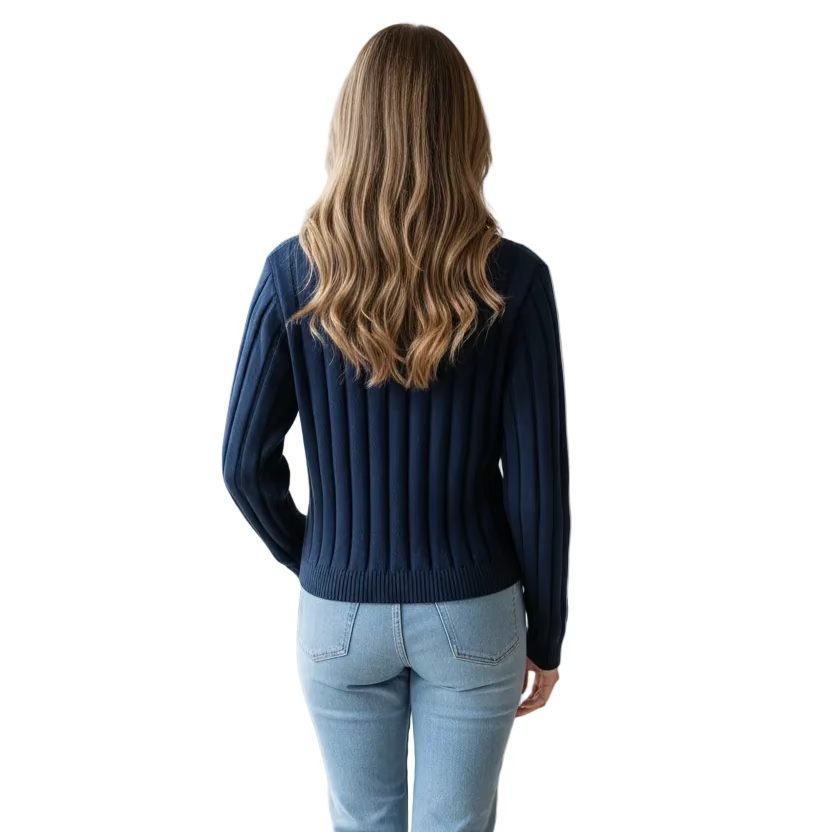 27 Miles Womens Toni Long Sleeve Sweater - Navy - Medium