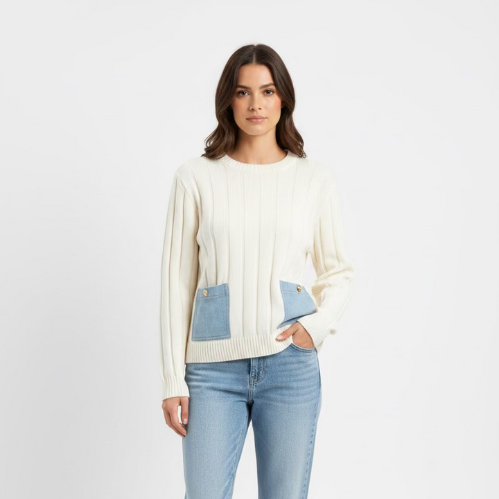 27 Miles Womens Toni Long Sleeve Sweater - White - Medium