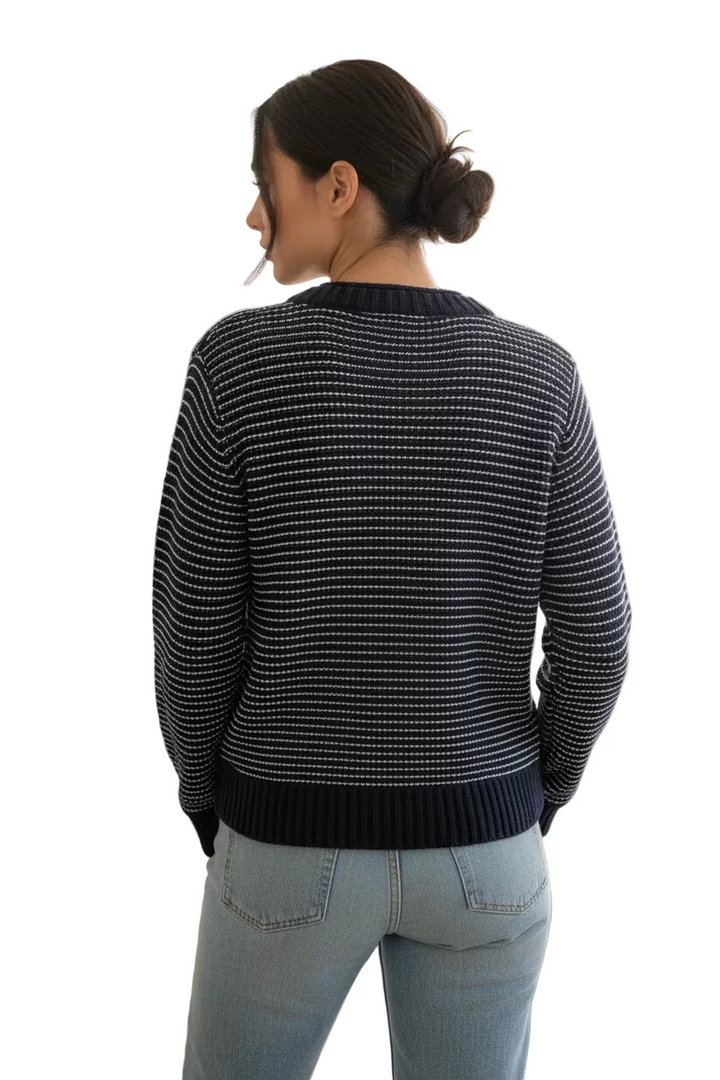 Michael Stars V-Neck Ms Linda Long Sleeve Sweater - Nocturnal/Breeze