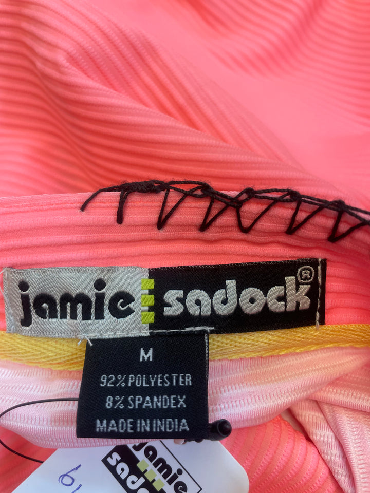 Jamie Sadock Womens Quarter Zip Sleeveless Polo - Strawberry/Black