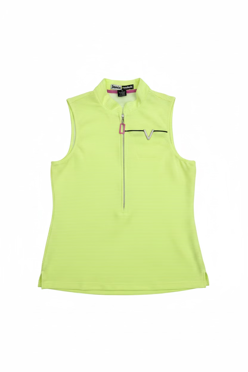 Jamie Sadock Womens Quarter Zip Sleeveless Polo - Glowing Neon