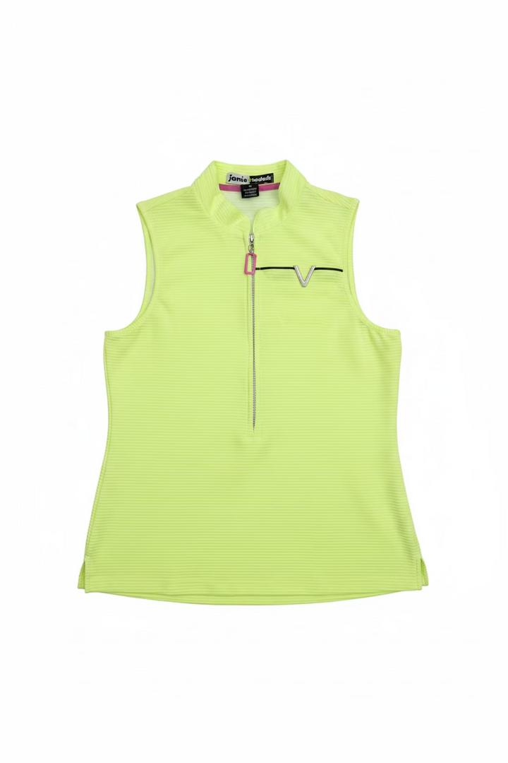 Jamie Sadock Womens Quarter Zip Sleeveless Polo - Glowing Neon