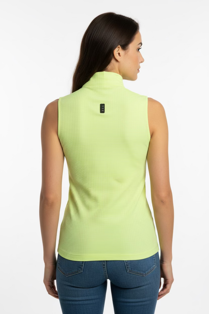 Jamie Sadock Womens Quarter Zip Sleeveless Polo - Glowing Neon