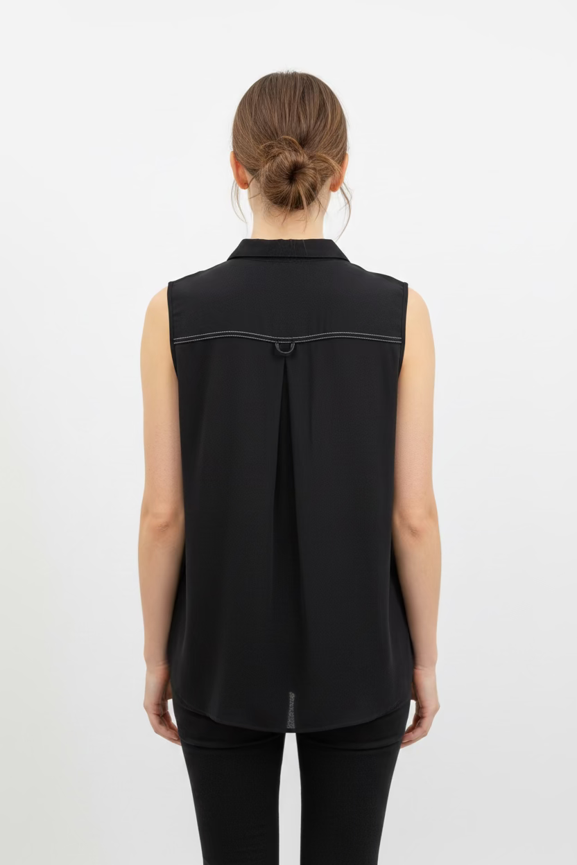 Jamie Sadock Womens Quarter Zip Sleeveless Polo - Black Pearl