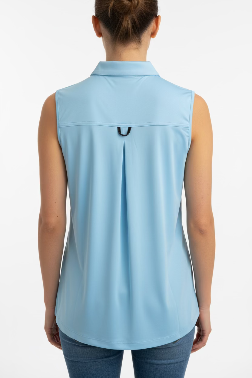 Jamie Sadock Womens Quarter Zip Sleeveless Polo - Blue Bell