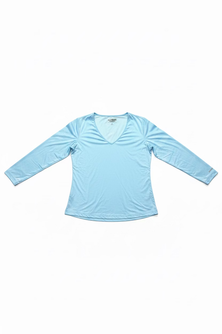 Jamie Sadock Womens Casual V-Neck Long Sleeve Top - Blue Summer Sky