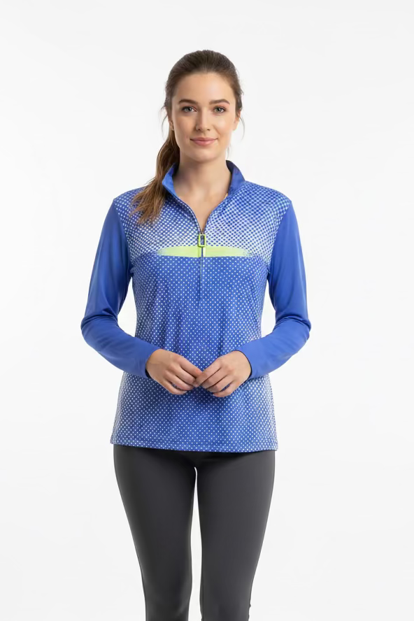 Jamie Sadock Womens Zip Long Sleeve Top - Lucky Lavender/Lime