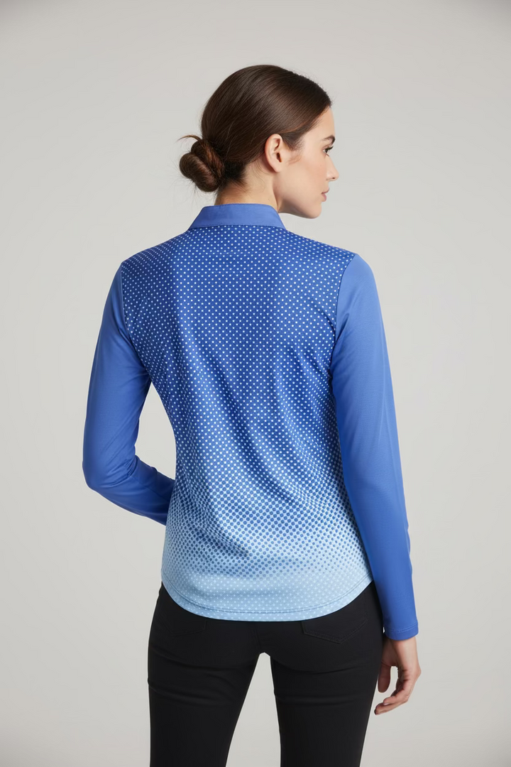 Jamie Sadock Womens Zip Long Sleeve Top - Lucky Lavender/Lime