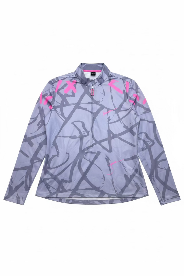 Jamie Sadock Womens Zip Long Sleeve Top - Lavender/Flamingo Pink