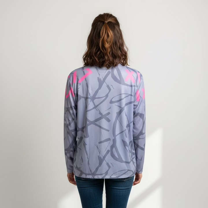 Jamie Sadock Womens Zip Long Sleeve Top - Lavender/Flamingo Pink