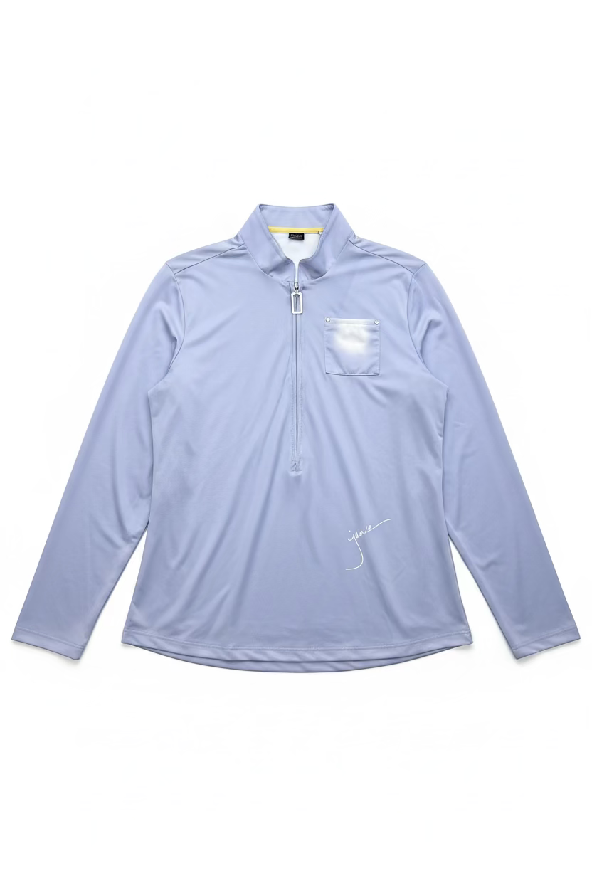 Jamie Sadock Womens Zip Long Sleeve Top - Blue Haze - Medium