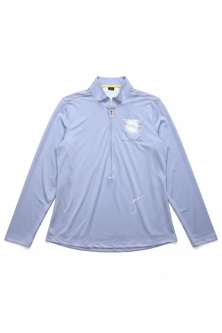 Jamie Sadock Womens Zip Long Sleeve Top - Blue Haze - Medium