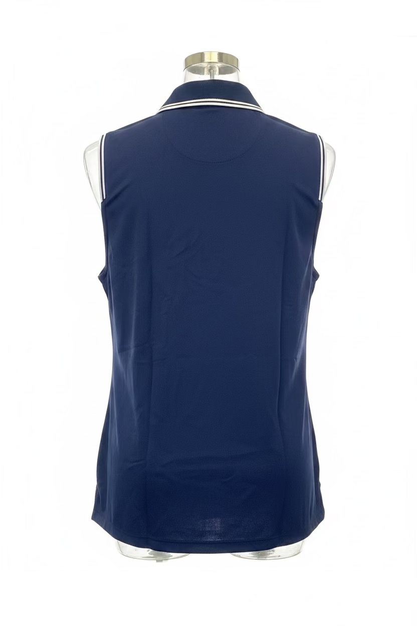 Greg Norman Womens Sleeveless Zip Collar Polo - Marina Navy