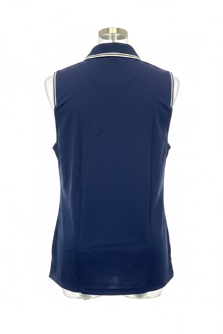 Greg Norman Womens Sleeveless Zip Collar Polo - Marina Navy