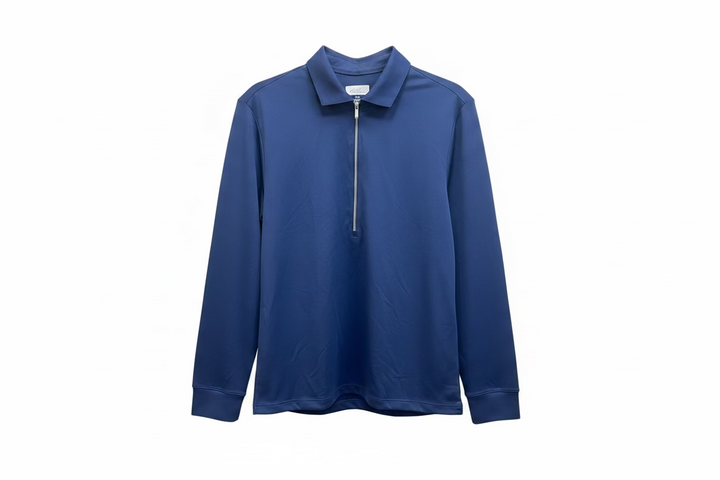 Greg Norman Womens Long Sleeve Zip Collar Polo - Marina Navy