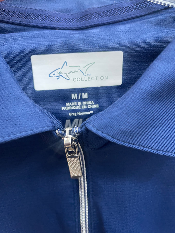 Greg Norman Womens Long Sleeve Zip Collar Polo - Marina Navy